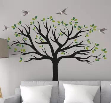 Birds flying over a green tree wall sticker - TenStickers