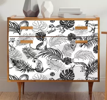 Black and white wild leopard tropical decals for furniture - TenStickers