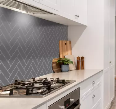 Black cement herringbone vinyl tile sticker - TenStickers