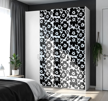 Black poppy flower furniture sticker - TenStickers