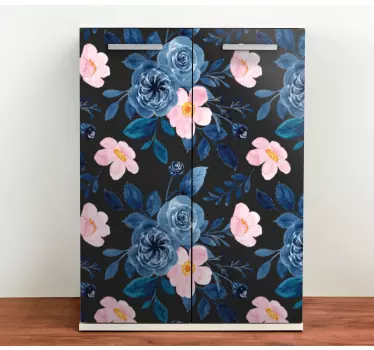 Blue and pink roses decals for furniture - TenStickers