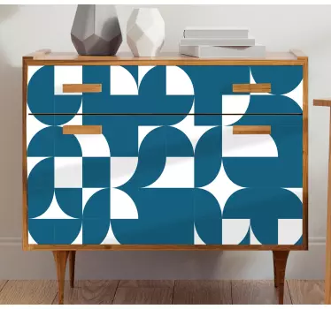 Blue circle geometric art pattern furniture sticker - TenStickers