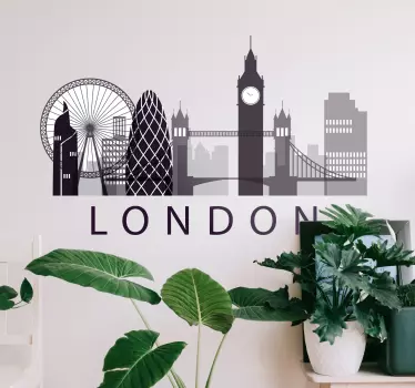 Blue London skyline laptop stickers - TenStickers