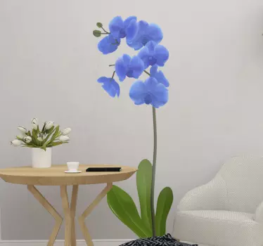 Blue orchid flower wall decal - TenStickers