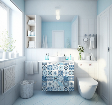 Blue tiles furniture sticker - TenStickers