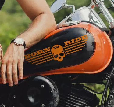 Born To Ride Skull Motorbike Decal - TenStickers