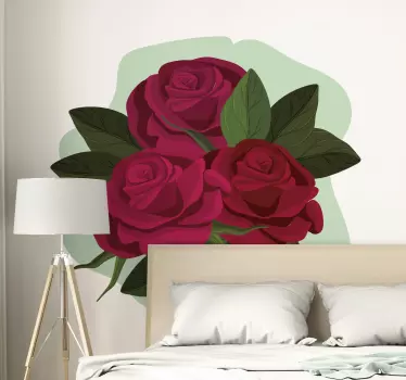 Bouquet of three roses flower wall decal - TenStickers