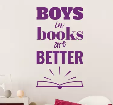 Boys in Books Text Wall Sticker - TenStickers
