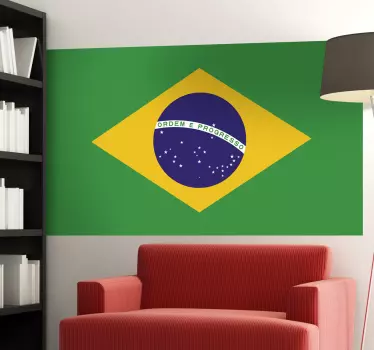 Brazil Flag Living Room Wall Sticker - TenStickers