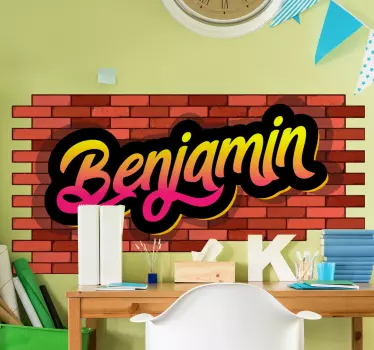 Brick wall and name graffiti urban decal - TenStickers