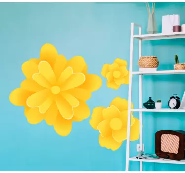 Bright yellow blooms flower wall sticker - TenStickers