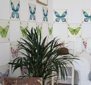 Coloured butterfly pattern tile sticker - TenStickers
