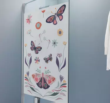 Butterfly and Flower shower sticker - TenStickers