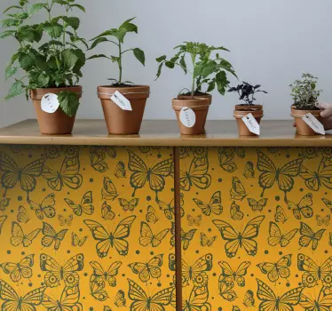 Butterfly Plant Background nature wall sticker - TenStickers