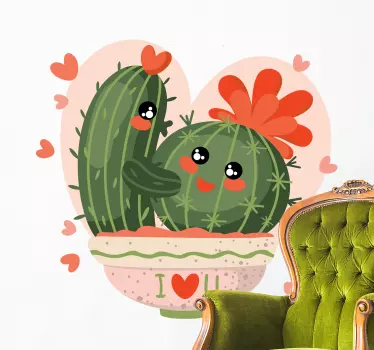 Cactus love couple wall sticker - TenStickers