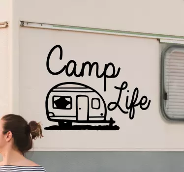 Camp Life caravan sticker with text - TenStickers