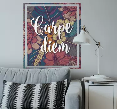 Carpe diem colorful square inspirational quote sticker - TenStickers