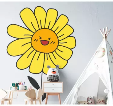Cheerful flower smile wall sticker - TenStickers