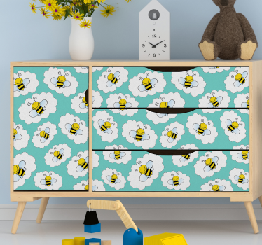 child clouds and bees furniture decal - TenStickers