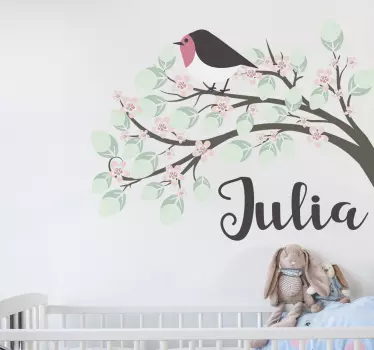 Children´s personalised tree and bird wall sticker - TenStickers