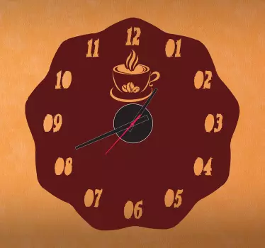 Coffee stick on wall clock - TenStickers