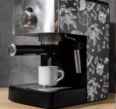 Coffee Elements Drawn appliance stickers - TenStickers