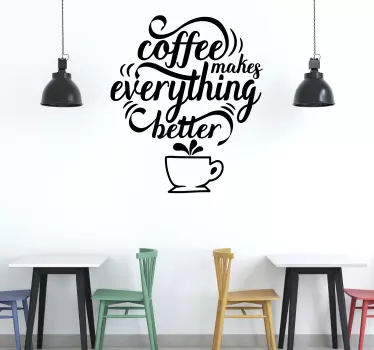 Coffee is a hug in a mug quote wall sticker - TenStickers