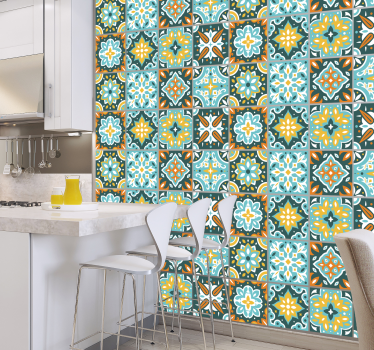 Coloured ravio cement kitchen tile sticker - TenStickers