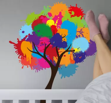 Colorful artistic tree wall sticker - TenStickers