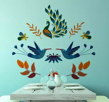 Colorful bird designs wall sticker - TenStickers