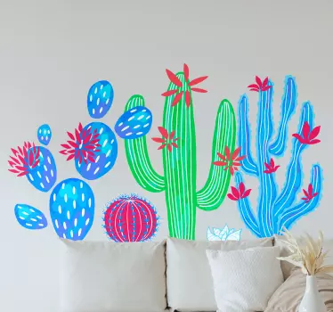 Colorful cactus arrangement plant sticker - TenStickers
