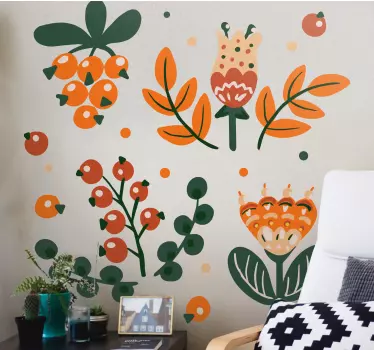 Flower wall sticker colorful floral designs - TenStickers