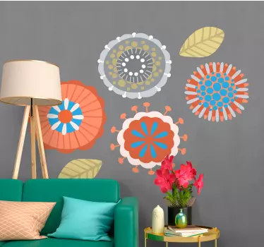 Colorful Floral Shapes flower wall sticker - TenStickers