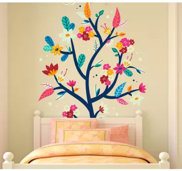 Colorful floral tree wall sticker - TenStickers