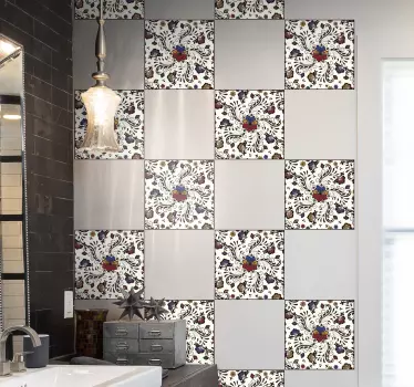Colourful ornament bathroom tile sticker - TenStickers