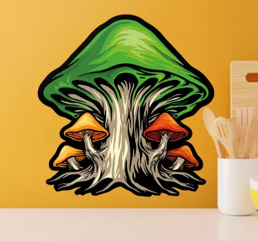 Colorful Mushroom Cluster plant sticker - TenStickers