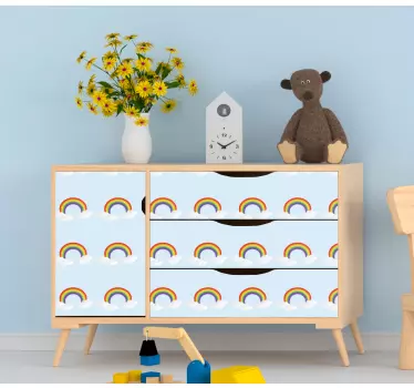 Colorful nice rainbow and clouds decals for furniture - TenStickers
