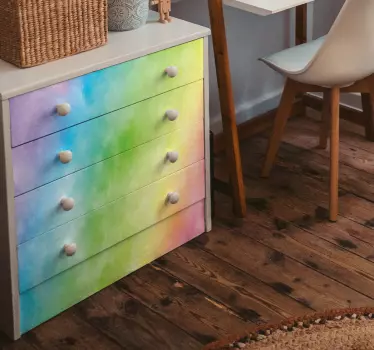Colorful watercolor rainbow decals for furniture - TenStickers