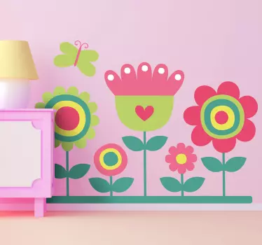 Colorful garden and butterfly wall sticker - TenStickers