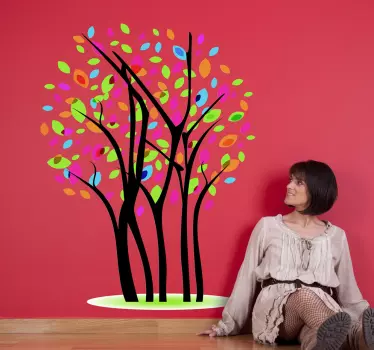 Colourful leaved tree wall sticker - TenStickers