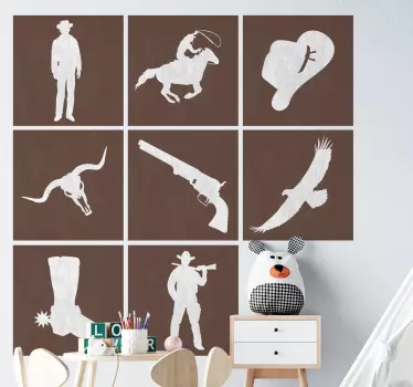 Cowboy and horses pattern tile transfer - TenStickers