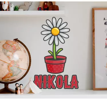 Daisy with personalised name flower wall sticker - TenStickers
