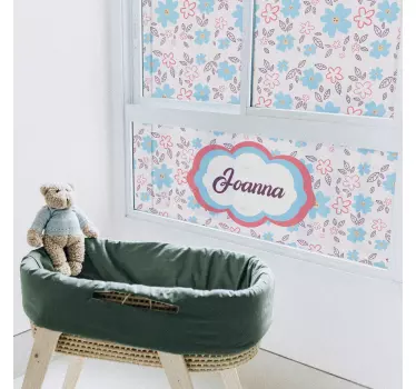 Custom Name Flowers window sticker for kids room - TenStickers