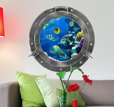 Customisable submarine porthole ocean 3d wall sticker - TenStickers