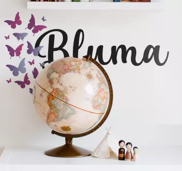 Customizable Butterfly Name quote wall sticker - TenStickers