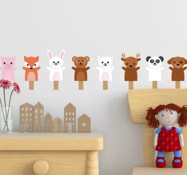 Cute animals cuddle toys wall border sticker - TenStickers