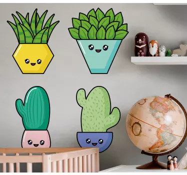 Cute potted plants wall sticker - TenStickers