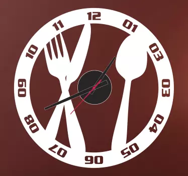Cutlery kitchen stick on wall clock - TenStickers
