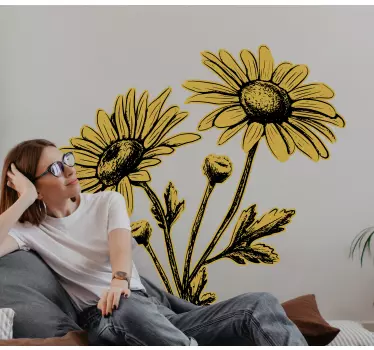 Daisy bloom composition wall sticker - TenStickers