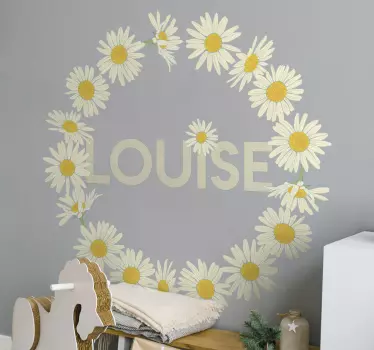 Daisy floral circle wall sticker - TenStickers